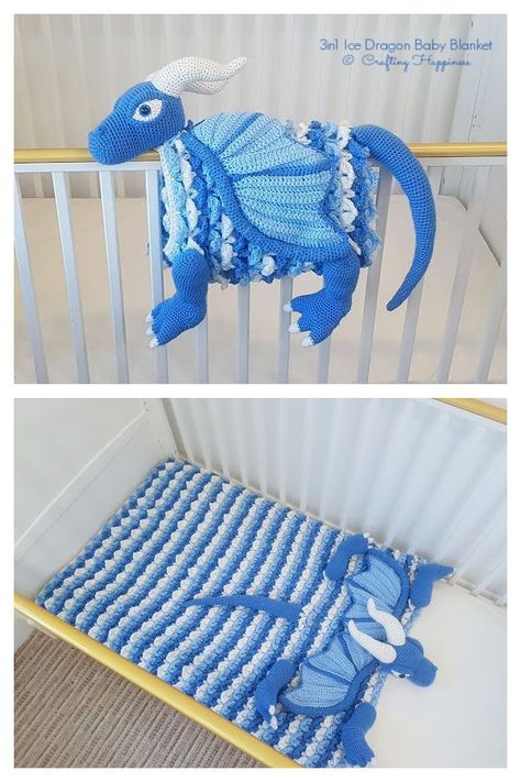 3in1 Ice Dragon Baby Blanket Crochet Pattern Crochet Dragon Applique Free Pattern, Dnd Crochet Blanket, Crochet Dragon Blanket Pattern Free, Crochet Dragon Lovey, Dragon Lovey Crochet Pattern Free, Baby Blanket Ideas Crochet, Cute Baby Blanket Crochet Pattern, Dragon Granny Square, Baby Boy Crochet Ideas