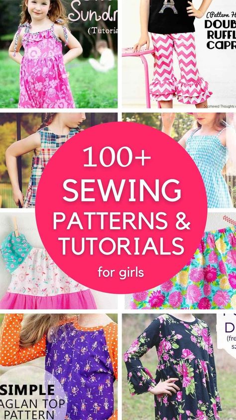 Girls Sewing Tutorials and Patterns Looking for projects sew for that special little girl in your life? Good news!  I have over 100 sewing tutorials and free patterns just for girls. From dresses to skirts to accessories, there are just so many adorable options for little girls. All of the projects on the following pages have either a free printable pdf pattern or a step-by-step tutorial to help you complete the project. (Even better, many come in multiple sizes!) I absolutely love sewing for my Clothing Sewing Patterns, Clothing Sewing Patterns Free, Girls Pdf Sewing Patterns, Peasant Dress Patterns, Toddler Sewing Patterns, Toddler Patterns, Baby Clothes Patterns Sewing, Crafty Mom, Girls Dress Sewing Patterns