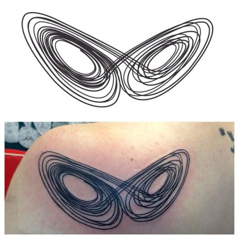 Mathematical Tattoo, Lorenz Attractor, Fractal Tattoo, Moving On Tattoos, Science Tattoo, Science Tattoos, Polynesian Tattoos, Tattoo Signs, Butterfly Effect