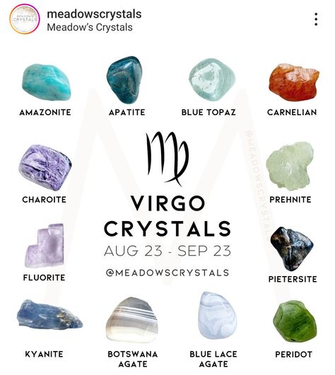 Crystals For Virgo, Virgo Crystals, Zodiac Stones, Spiritual Crystals, Virgo Zodiac, Crystal Gems, Healing Crystals, Blue Lace, Blue Topaz