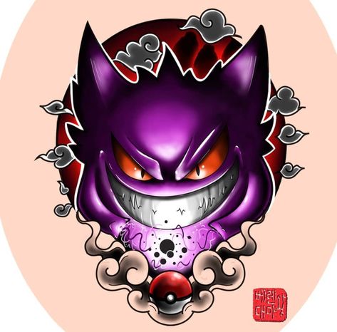 Gengar, Pokemon Evil Pokemon Tattoo, Gangart Pokemon Tattoo, Pokemon Tattoo Gengar, Pokemon Gengar Art, Gengar Pokemon Tattoo, Gengar Pokemon Art, Gengar Tattoo Design, Pokemon Skull, Gengar Drawing