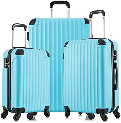 Luggage Sets 3 Piece with Spinner Wheel, Hardshell Luggage Lightweight ABS Suitcase, Travel Luggage Set Clearance Includes 20 Inch Carry On, 24 Inch and 28 Inch, Light Blue Check more at https://14fit.com/luggage-sets-3-piece-with-spinner-wheel-hardshell-luggage-lightweight-abs-suitcase-travel-luggage-set-clearance-includes-20-inch-carry-on-24-inch-and-28-inch-light-blue Casual Blue Luggage With Large Capacity, Blue Rectangular Luggage For Trip, Blue Functional Luggage With Sleeve, Rectangular Blue Luggage With Sleeve, Travel Luggage Set, Blue Luggage With Sleeve For On-the-go, Suitcase Traveling, Luggage Sets, Blue Check