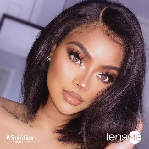 Slaying @brittanie_evans with her Solotica Hidrocor Ocre! Use the hashtag #lensdotme to get a chance to be featured! #Solotica #freeshipping Brittanie Evans, Glowing Makeup Look, Air Optix, Desi Perkins, Catherine Paiz, Blessed Wednesday, Colored Contact Lenses, Glowing Makeup, Custom Wigs