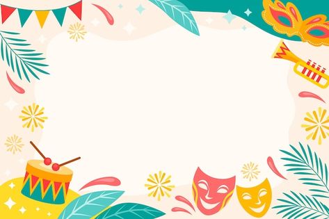 Free vector flat carnival background | Free Vector #Freepik #freevector #carnival-background #carnival #carnival-party #party-background Kadayawan Festival, Festival Template, Masskara Festival, Carnival Design, Carnival Background, Christian Cartoons, Festival Aesthetic, Trinidad Carnival, Border Templates