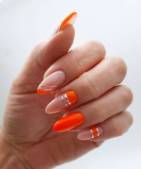 Orange Nail Designs, Trendy Nail Art, Fall Nail Colors, Hot Nails, Nail Art Hacks, Classy Nails, Artificial Nails, Gel Manicure, Nail Polish Colors