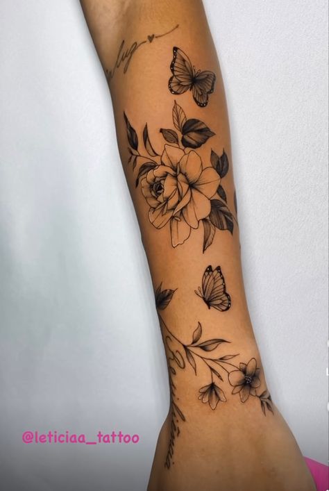 Arm Wrap Tattoos For Women, Butterfly Tattoo On Forearm, Arm Wrap Tattoo, Wrap Around Wrist Tattoos, Lower Arm Tattoos, Around Arm Tattoo, Tattoo Artist Tattoo, Wrap Around Tattoo, Tattoo Design Tattoo