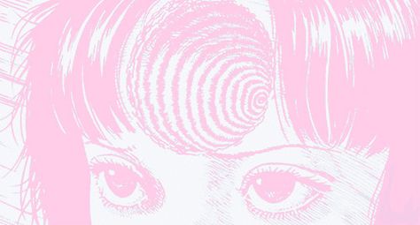 Junji Ito Uzumaki, Creepy Pink Aesthetic, Tumblr Banner, Pink Manga, Pink Anime, Pink Tumblr Aesthetic, Pink Images, Pink Things, Cute Desktop Wallpaper