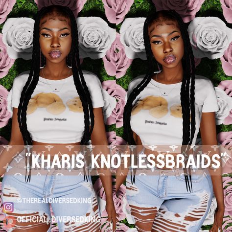 DK:KHARIS KNOTLESS BRAIDS | Patreon Knotless Jumbo Braids, Sims 4 Tsr, Sims 4 Black Hair, Sims 4 Cc Kids Clothing, Free Sims 4, Sims 4 Body Mods, Tumblr Sims 4, Play Sims, Sims 4 Teen