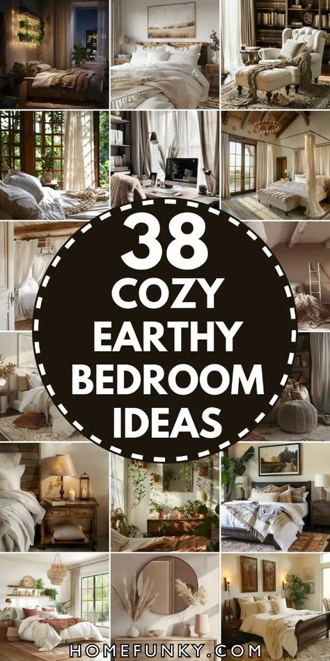 38 Cozy Earthy Bedroom Ideas for a Relaxing Night's Sleep Calm And Cozy Bedroom Ideas, Garden Gate Ideas, Cozy Earthy Bedroom, Earth Tone Bedroom, Earthy Bedroom Ideas, Boho Cabin, Zen Bedroom Ideas, Bedroom Decor For Women, New Home Wishes