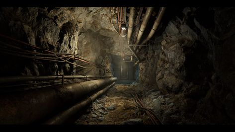 ArtStation - Underground Facility, Volodymyr Stepaniuk Underground Facility, Metro 2033, Detective Game, Underground World, Fantasy Horror, Tabletop Rpg Maps, Underground Tunnels, Matte Painting, Environmental Design