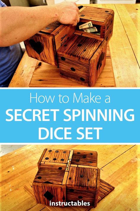 This wooden secret spinning dice set contains 4 secret compartments. #woodworking #workshop #woodshop #centrifugal #hidden #device #container Secret Containers, Secret Compartment Box, Easter Craft Activities, Wiccan Crafts, Wood Crafting, Woodworking Bed, Hidden Compartments, Wood Projects That Sell, Shop Projects