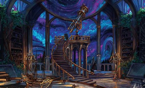 Wizard Tower Concept Art Interior, Voltron Redesign, Spelljammer Academy, Spelljammer Aesthetic, Space Pirate Aesthetic, Spelljammer Art, Space Fantasy Art, Fantasy Academy, Astral Sea