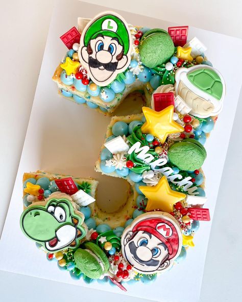 🍄 Super Mario cake for Malachi ⭐️… | Instagram Mario Number Cake, Mario Brothers Cake, Super Mario Birthday Cake, Number 4 Cake, Mario Birthday Cake, Rapunzel Cake, Pool Party Cakes, Birthday Sweets, Super Mario Cake