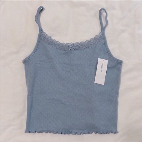 Super Cute Light Blue Lace Tank With A Bow, New With Tag. Coquette Aesthetic. Sold Out / No Longer In Stock On The American Eagle Website. Cute Tank Tops Lace, Light Blue Outfits, Blue Lace Tank Top, Light Blue Tank Top, Blue Coquette, Blue Cami, Plaid Tank Top, American Eagle Outfits, Blue Clothing