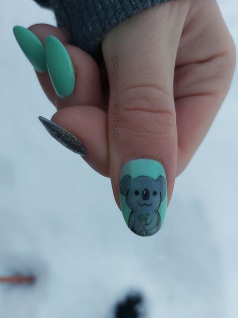 Koala Nails Designs, Koala Nails, Kawaii Koala, Basic Workout, Koala, Cute Nails, Nail Inspo, Nail Designs, Nail Art