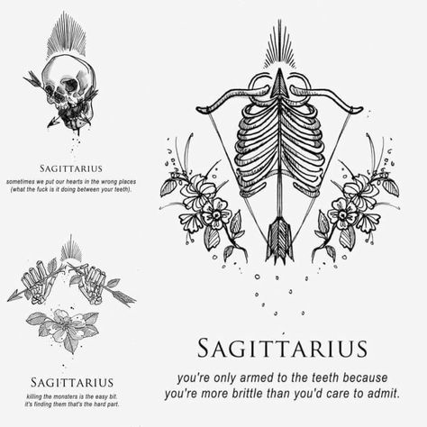 Dark Sagittarius, Virgo Moon Sign, Sugar Skull Art Drawing, Sagittarius Tattoo Designs, Sagittarius Art, Sagittarius Tattoo, Sagittarius Astrology, Horoscope Tattoos, Small Tats