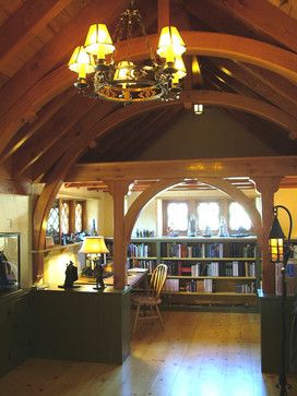 Hobbit House Interior, Casa Dos Hobbits, Casa Hobbit, Rustic Home Offices, Traditional Home Office, Half Walls, Traditional Cottage, Hobbit House, Home Libraries