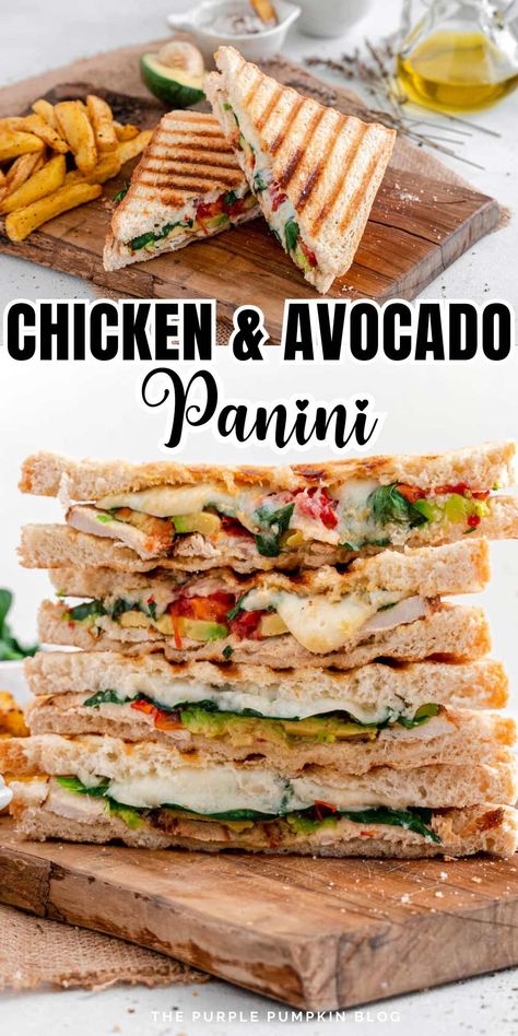 Healthy Chicken Panini Recipes, Turkey Avocado Panini, Panini Sandwiches Chicken, Rotisserie Chicken Panini Recipes, Chicken And Avocado Sandwich, Grilled Chicken Avocado Sandwich, Rotisserie Chicken Panini, Chicken Bacon Avocado Sandwich, Chicken Avocado Sandwich Recipes