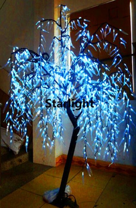 Outdoor Tree Lighting, Weeping Trees, Decorative Trees, Indoor Christmas Lights, Snowy Christmas, Light Blue Wedding, Led Tree, Tree Light, Fairy Garden Decor