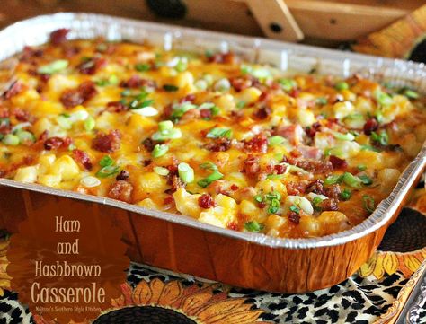 Loaded Chicken And Potato Casserole, Ham And Hashbrown Casserole, Chicken And Potato Casserole, Southern Style Kitchen, Loaded Chicken And Potatoes, Loaded Chicken, Brunch Bake, Chicken And Potato, Hash Brown Casserole