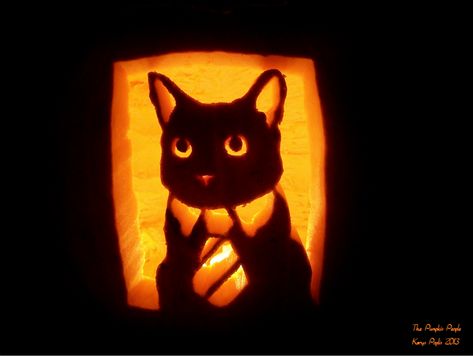 Pumpkin Carving Cat, Carvings Designs, Jack O Lantern Cat, Pumpkin Inspo, Halloween Carving, Cat Pumpkin Carving, Cute Pumpkin Carving, Business Cat, Pumkin Carving