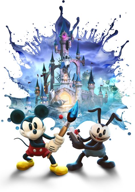 Main Artwork Playstation Artwork, Epic Mickey 2, Disney Epic Mickey, Epic Mickey, Cartoon Disney, Oswald The Lucky Rabbit, Classic Artwork, Film Disney, Art Disney