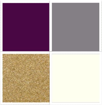 Wedding colors- Plum, gray, gold and ivory. Fall wedding colors Purple White Gold Color Palette, Purple Gray And Gold Bedroom, Plum And Gold Color Palette, Purple And Gold Color Scheme, Plum And Gold Bedroom, Purple And Gold Bedroom Ideas, Purple And Gold Color Palette, Plum And Gold Wedding, Wedding Colors Fall