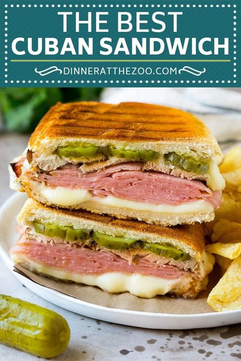 Cuban Sandwich Recipe #sandwich #pork #ham #cheese #pickles #lunch #dinner #dinneratthezoo Cuban Pork Sandwich, Sandwich Recipes Dinner, Cuban Sandwich Recipe, Muffaletta Sandwich, Pork Sandwich Recipes, Recipe Sandwich, Cheese Pickles, Sandwhich Recipes, Panini Recipes