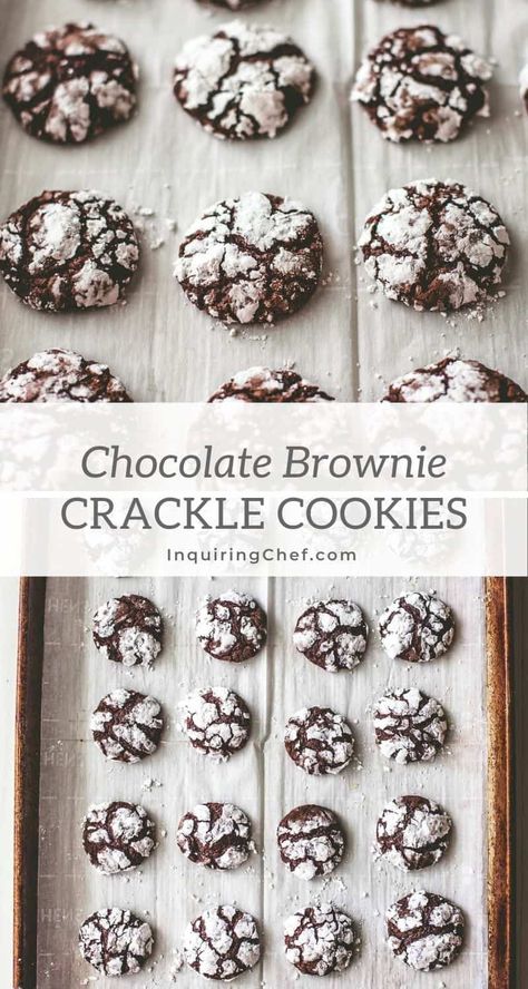 Chocolate Crackle Cookies, Cracked Cookies, Nutella Chocolate Chip Cookies, Crackle Cookies, Easy Brownie, Chocolate Crinkle, Bite Size Cookies, Chewy Brownies, Chocolate Crinkle Cookies