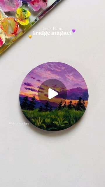 𝙄𝙨𝙝𝙖 𝙆𝙖𝙢𝙖𝙡 on Instagram: "Diy fridge magnets (up for sale)💜 Acrylic paints on mdf fridge magnets. Comment below your suggestions 🫶🏻  [aesthetic, purple, nature, sunset, painting, acrylic painting, art, artist, reels] #ａｅｓｔｈｅｔｉｃ #naturelovers #painting #artreels #purple #canvaspainting #acrylicpaintings" Mdf Fridge Magnets Diy, Mdf Fridge Magnets, Fridge Magnets Diy, Diy Fridge Magnets, Artist Reels, Sunset Painting Acrylic, Aesthetic Purple, Instagram Diy, Sunset Painting