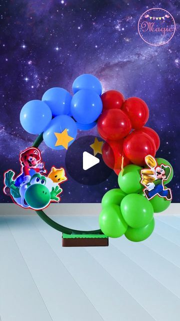 Centerpieces Balloons, Balloon Arrangements, Hello Kitty Birthday, Mario Bros., November 13, Birthday Decoration, Balloon Arch, Mario Bros, How To