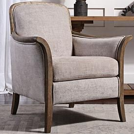 Uttermost Brittoney Taupe and Stone Accent Armchair Transitional Chair, Foyer Furniture, Accent Arm Chairs, Nailhead Trim, Nebraska Furniture Mart, Occasional Chairs, Lamps Plus, Living Room Chairs, Chair And Ottoman