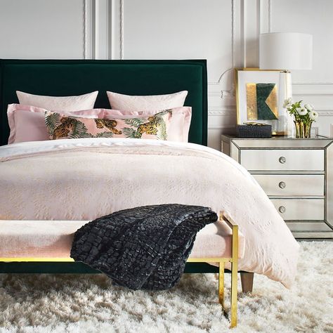 Z Gallerie on Instagram: “Our Wren Bed is designed with a streamlined silhouette and plush velvet upholstery making it the perfect backdrop for dreaming 💚 . . .…” Z Gallerie, 3 Drawer Chest, Rug Cleaner, Free Fabric Swatches, Upholstery Cleaner, Rug White, House Remodel, Foam Core, White Rug