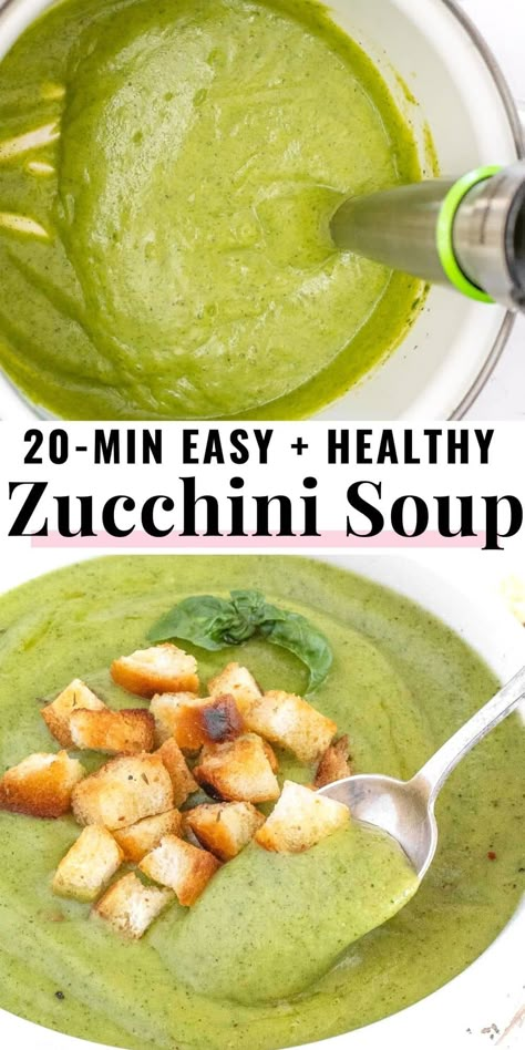 Zucchini soup is easy! And it's also incredibly creamy, tasty, healthy, and silky smooth. Make this delicious soup in about 20 minutes with fresh zucchini and a few other simple ingredients already you have at home. You'll be impressed by its flavor and simplicity. Easy Zucchini Soup, Creamy Zucchini Soup, Zucchini Soup Recipes, Longevity Recipes, Plant Based School, Fresh Zucchini, School Recipes, Zucchini Soup, Healthy Zucchini