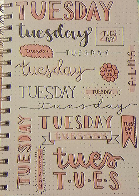 Marcadores y tiralineas, lettering Tuesday Journal Ideas, Tuesday Title Ideas, Tuesday Header, Aesthetic Titles For Notes, English Title Page Aesthetic, Aesthetic Title Page, Titles Ideas Aesthetic, Aesthetic Headings, Tuesday Lettering