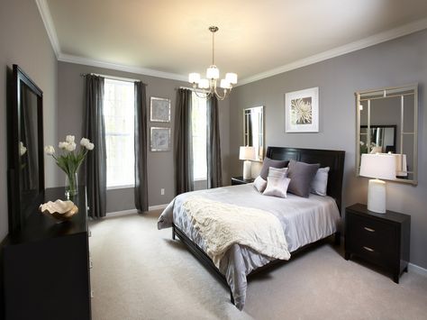 Bedroom Paint Colors Master, Top Pictures, Bedroom Upgrade, Dark Bedroom, Gray Walls, French Bedroom, Bedding Ideas, Bedroom Remodel, Dark Furniture