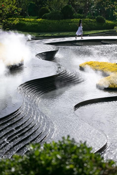 Stream Garden in Zhengzhou by DDON Stream Garden, Waterscape Design, Water Architecture, Fountain Design, Luxury Pools, Fall 23, Water Effect, Landscape Architecture Design, Zhengzhou