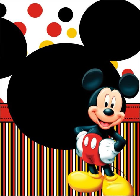 Invitaciones Mickey Mouse para Imprimir – Mega Idea Mickey Mouse Frame, Mickey Invitations, Mickey Mouse Printables, Miki Mouse, Mickey Mouse Birthday Decorations, Fiesta Mickey Mouse, Mickey Mouse Cupcakes, Mickey Mouse First Birthday, Minnie Mouse Invitations