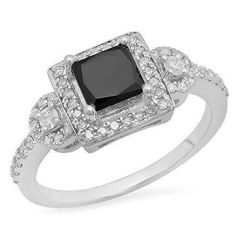 Anello coon brillante nero e corona di brillanti, da 854 sterline (952 euro circa), Amazon Black Engagement Rings, Heart Infinity Ring, White Diamond Rings Engagement, Halo Style Engagement Rings, Round Engagement, Black Engagement Ring, Engagement Ring Prices, Round Engagement Rings, Halo Style