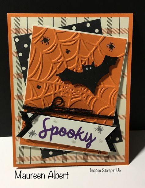 Halloween Cards Diy, Fall Greeting Cards, Halloween Paper Crafts, Stampin Up Paper Pumpkin, Carte Halloween, Halloween Cards Handmade, Halloween Cake, Halloween Tags, Halloween Scene