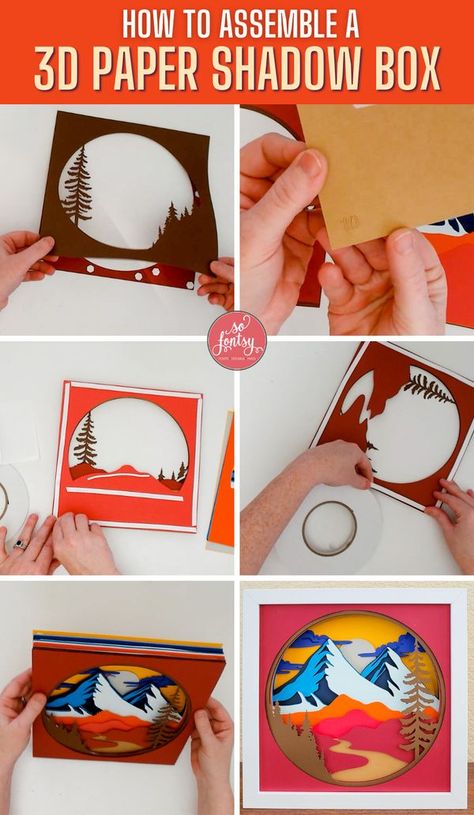 How to Assemble a 3D Shadow Box | Tutorial from So Fontsy Box Windows, Silhouette School Blog, Diy Shadow Box, Box Tutorial, 3d Shadow Box, 3d Svg, 3d Paper Crafts, Craft Art, Templates Printable Free