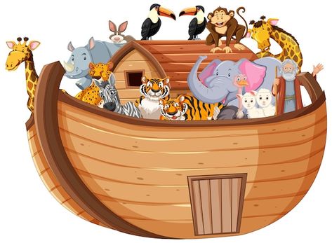 Free vector noah's ark with animals | Free Vector #Freepik #freevector Noahs Arc, Noah S Ark, Noah's Ark, Bible Journal, Noahs Ark, Decorate Your Room, Photo Wallpaper, Vector Photo, Childrens Room