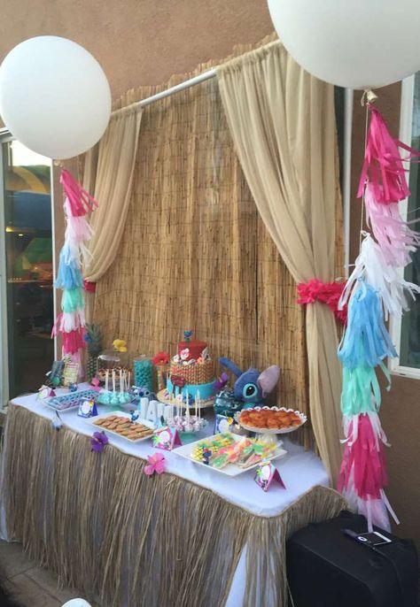 Lilo and Stitch Birthday Party Ideas | Photo 3 of 18 | Catch My Party Stitch Birthday Party Ideas, Lilo And Stitch Birthday Party, Stitch Birthday Party, Lilo And Stitch Birthday, Hawaiian Baby Showers, Luau Baby Showers, Stitch Birthday, Hawaiian Luau Party, Luau Birthday Party