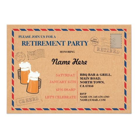 Retirement Party Postal Post Card Retired Invite #party #invitation #retire #retired #mens #retirementparty #retirementpartyideas Bbq Bar, Invite Design, Retirement Party Invitations, Party Invite Design, Retirement Party, Retirement Parties, Post Card, Party Invite, Youre Invited