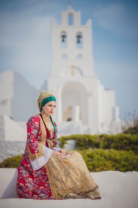 Greece Traditional Clothing, Sifnos Greece, Greek Women, Period Dress, Greek Style, Gold Embroidery, Folk Costume, Traditional Dress, Traditional Clothing