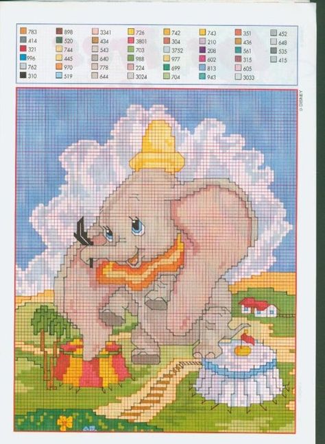 Dumbo 2 Stitch Character, Disney Cross Stitch Patterns, Cross Stitch For Kids, Just Cross Stitch, Stitch Cartoon, Pola Kristik, Disney Cross Stitch, Cross Stitch Baby, Disney Stitch