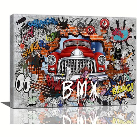 Faster shipping. Better service Old Car Wallpaper, Garage Door Mural, Cars Mural, Colorful Canvas Paintings, 3d Graffiti, Graffiti Words, Banksy Graffiti, Door Murals, Wall Art Wallpaper