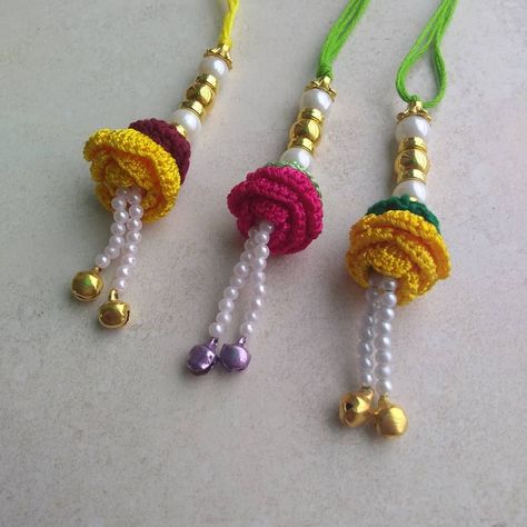 Crochet Lumba Rakhi Design, Lumba Rakhi Design, Bhabhi Rakhi Design, Crochet Rakhi, Lumba Rakhi, Crochet Key Cover, Crochet Jewelry Necklace, Rakhi Special, Handmade Rakhi Designs