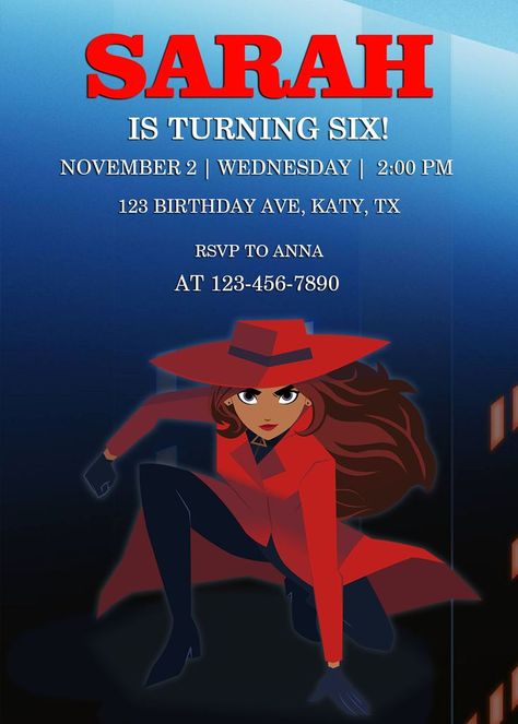 Carmen San Diego Birthday Party, Carmen San Diego, Carmen Sandiago, Carmen Sandiego, Party Stuff, 9th Birthday, 8th Birthday, Birthday Party Invitations, Birthday Ideas