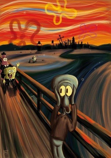 Le Cri Munch, Scream Parody, Grant Wood, Le Cri, Spongebob Wallpaper, The Scream, Art Parody, Edvard Munch, Rene Magritte